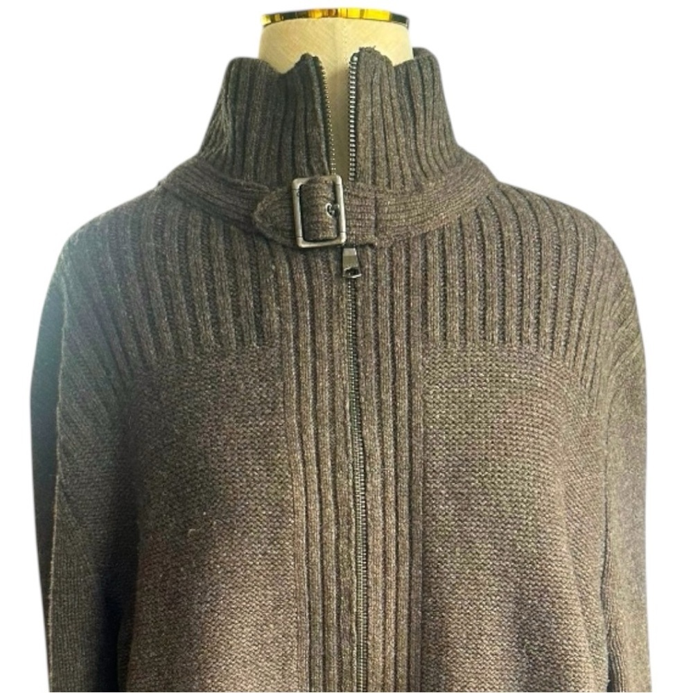 Banana Republic Extra-Fine Merino Wool Zip Taupe Brown Cardigan Sweater XL